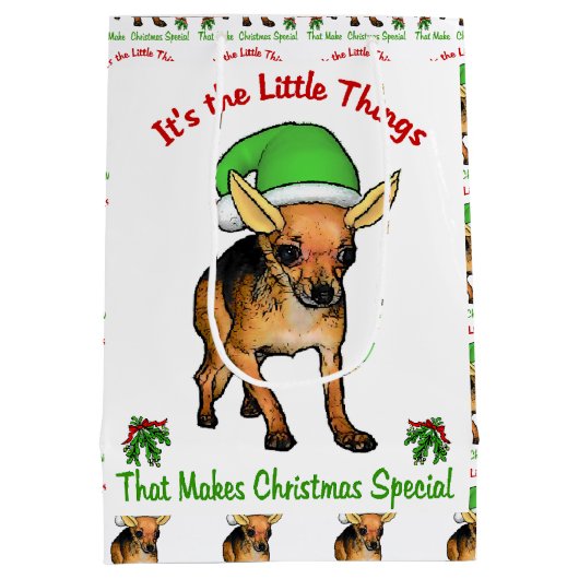 Chihuahua Lovers Kerstmis Medium Cadeauzakje (Achterkant)