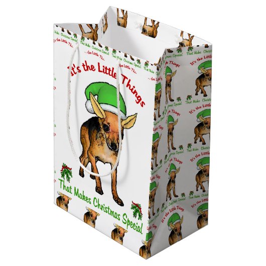 Chihuahua Lovers Kerstmis Medium Cadeauzakje (Achterkant Gekanteld)