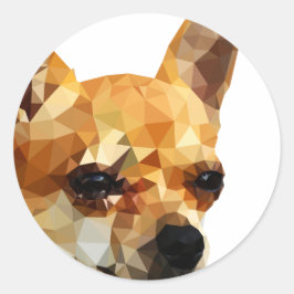 Chihuahua Low Poly Art Ronde Sticker