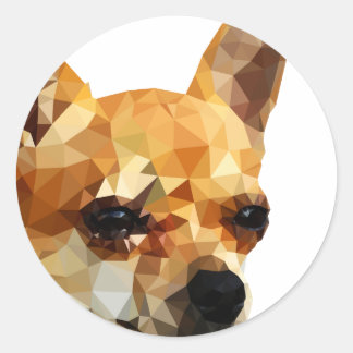 Chihuahua Low Poly Art Ronde Sticker
