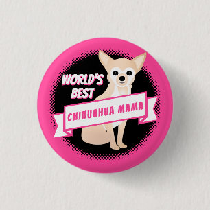 Chihuahua Ma Smooth-Coated Fawn Colored Chi Ronde Button 3,2 Cm