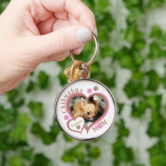 Chihuahua mam gepersonaliseerde naam en foto sleutelhanger (Hand)
