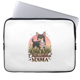 Chihuahua Mama Hond Roze Bloemen Bandana_1 Laptop Sleeve