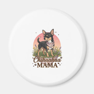 Chihuahua Mama Hond Roze Bloemen Bandana_1 Magneet