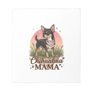 Chihuahua Mama Hond Roze Bloemen Bandana_1 Notitieblok