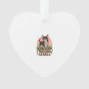Chihuahua Mama Hond Roze Bloemen Bandana_1 Ornament