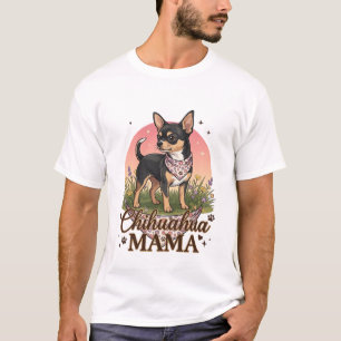 Chihuahua Mama Hond Roze Bloemen Bandana_1 T-shirt