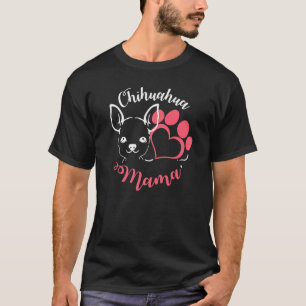 Chihuahua Mama Hond Schattige Poot Print Hart T-shirt