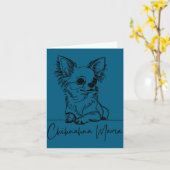 Chihuahua Mama Long Haired Chihuahua Mom Cute Dog  Kaart (Gele Bloem)