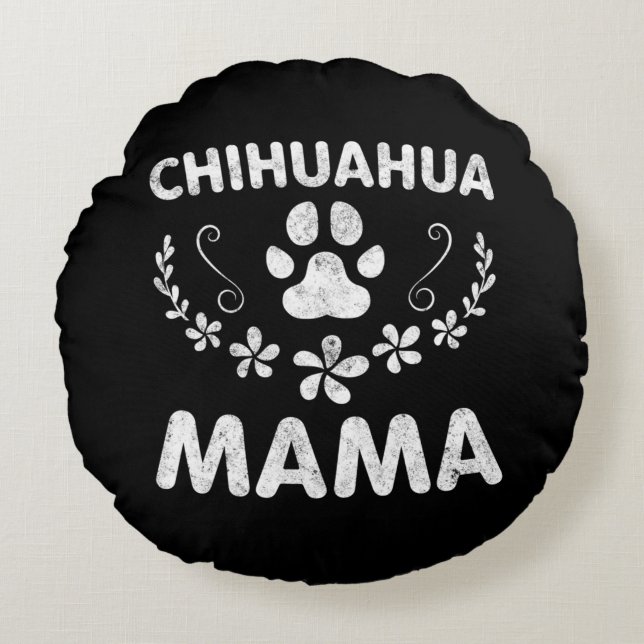Chihuahua Mama Rond Kussen (Voorkant)