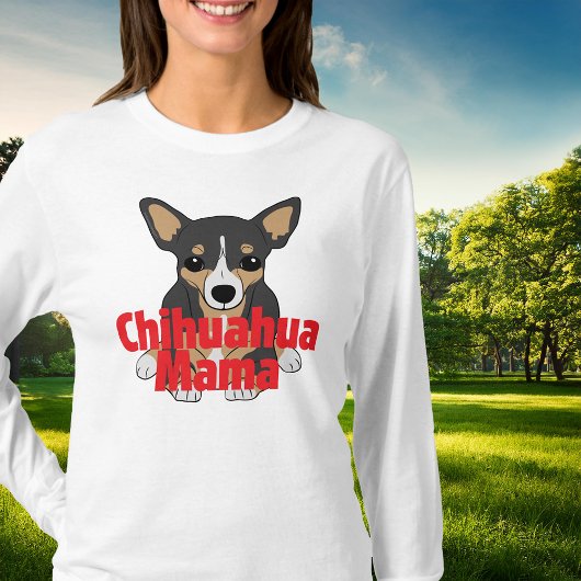 Chihuahua Mama Schattige Zwart Tan T-shirt