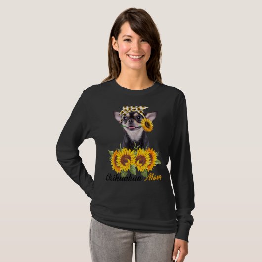 Chihuahua mamma Sunflower Summer Dog mama Vrouwen T-shirt (Voorkant volledig)