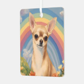 Chihuahua Memorial Aangepaste hondennaam Regenboog Metalen Ornament (Voorkant links)