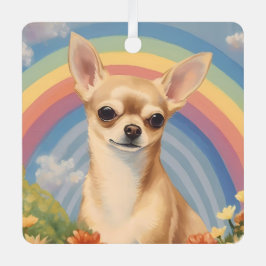 Chihuahua Memorial Aangepaste hondennaam Regenboog Metalen Ornament