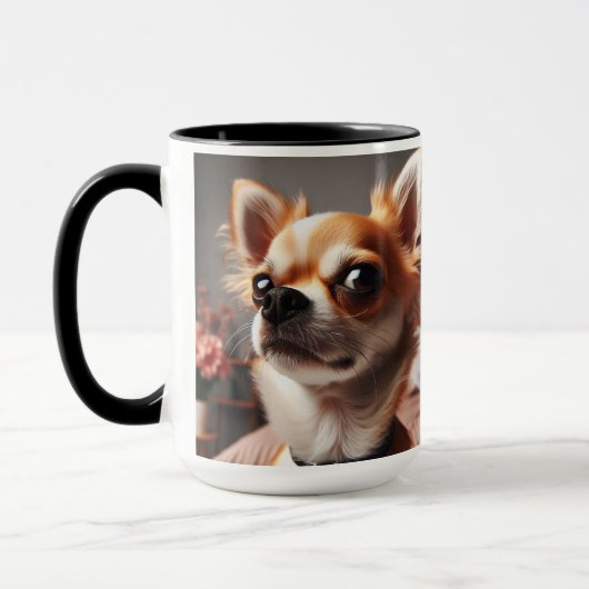 Chihuahua ‘Mensen-geen fan’ Kerst Koffie Mok (Links)