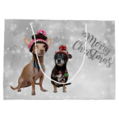 Chihuahua Merry Kerstmis Large Cadeautasje (Achterkant)