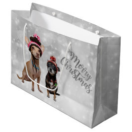 Chihuahua Merry Kerstmis Large Cadeautasje