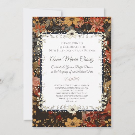 Chihuahua met bloemen in de stijl van William Morr Kaart (Achterkant)