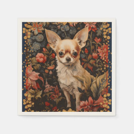 Chihuahua met bloemen in de stijl van William Morr Servet