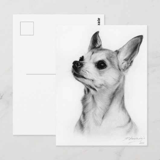 Chihuahua met de hand geschilderd briefkaart (Voorkant / Achterkant)