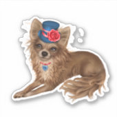 Chihuahua met een bloemen pet sticker (Voorkant)