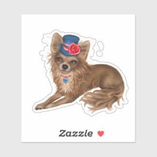 Chihuahua met een bloemen pet sticker