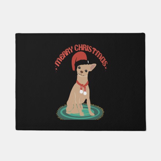 Chihuahua met een kerstmuts deurmat (Voorkant)
