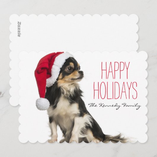 Chihuahua met een kerstpet feestdagenkaart (Voorkant / Achterkant)