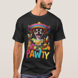 Chihuahua met een Margarita Sombrero Pawty de Cinc T-shirt
