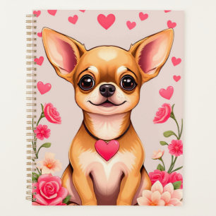 Chihuahua met Hart Motief en Bloem Elementen Planner