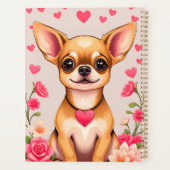 Chihuahua met Hart Motief en Bloem Elementen Planner (Achterkant)