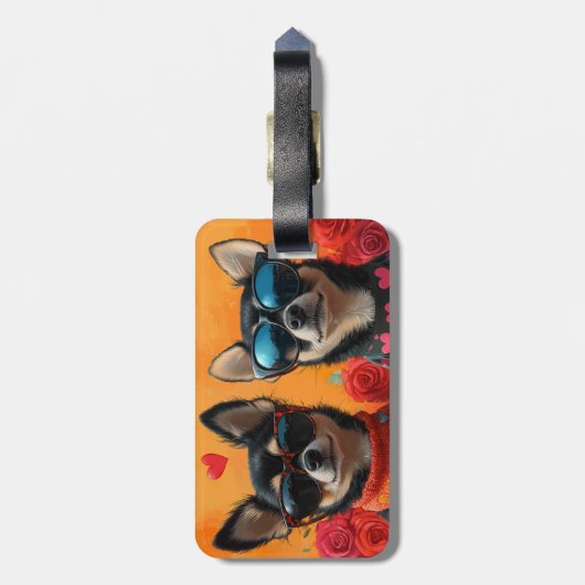 Chihuahua met hart Rozen Valentijnsdag Bagagelabel (Achterkant verticaal)