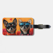 Chihuahua met hart Rozen Valentijnsdag Bagagelabel (Achterkant horizontaal)
