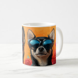 Chihuahua Met Hart Rozen Valentijnsdag Koffiemok