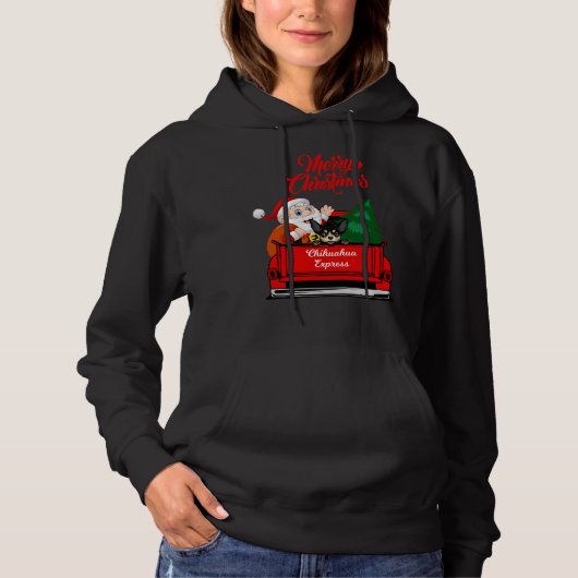 Chihuahua met kerstbedekking in Red Pickup Hoodie (Voorkant)