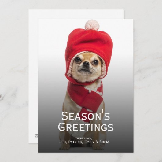 Chihuahua met kerstcadeau en Pet Feestdagenkaart (Voorkant / Achterkant)