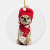 Chihuahua met kerstcadeau en Pet Keramisch Ornament (Achterkant)