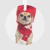 Chihuahua met kerstcadeau en Pet Ornament (achterkant)