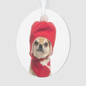 Chihuahua met kerstcadeau en Pet Ornament (voorkant)