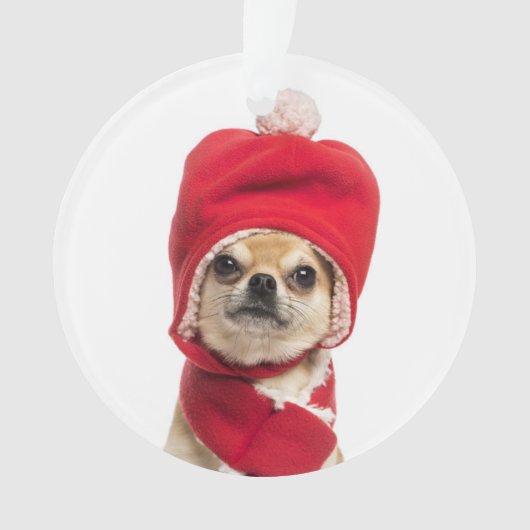 Chihuahua met kerstcadeau en Pet Ornament (voorkant)