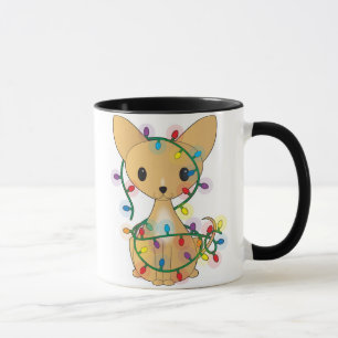 Chihuahua met kerstlichten mok