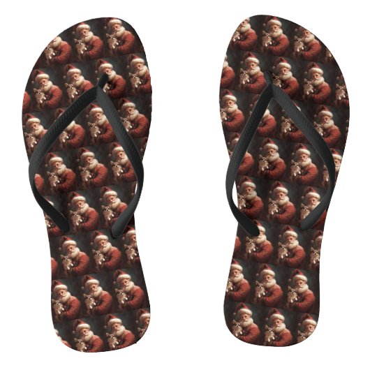 Chihuahua met kerstman Feestelijke Kerst Teenslippers (Voetbed)
