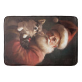 Chihuahua met Kerstman feestelijke Kerstmis Badmat (Voorkant)