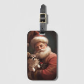 Chihuahua met Kerstman feestelijke Kerstmis Bagagelabel (Voorkant (verticaal))
