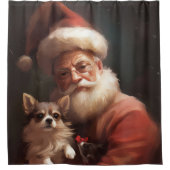Chihuahua met Kerstman feestelijke Kerstmis Douchegordijn (Voorkant)