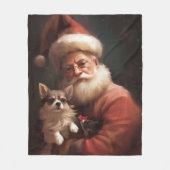 Chihuahua met Kerstman feestelijke Kerstmis Fleece Deken (Voorkant)