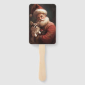 Chihuahua met Kerstman feestelijke Kerstmis Handwaaier (Achterkant)