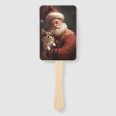 Chihuahua met Kerstman feestelijke Kerstmis Handwaaier (Voorkant)