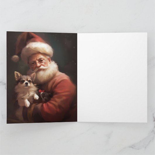 Chihuahua met Kerstman feestelijke Kerstmis Kaart (Binnen)