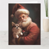 Chihuahua met Kerstman feestelijke Kerstmis Kaart (Voorkant)